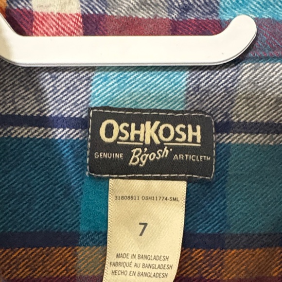 4/$20 OshKosh B'gosh Plaid long sleeve Shirt boys size 7 - Picture 2 of 8